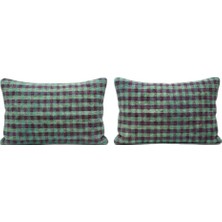Kilim Yün Gri El Yapımı Kırlent Kılıfı 2 Parça Set 40 x 60 cm