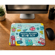 Mor Mürekkep Kişiye Özel Ingilizce Öğretmeni Baskılı Mousepad - Öğretmene Hediye Bilgisayar Altlığı