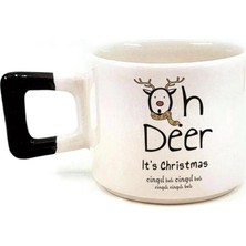 Mor Mürekkep Cingıl Bels Baskılı Siyah Kulplu Kare Kupa - Yılbaşı Hediyesi Bardak Fincan Mug