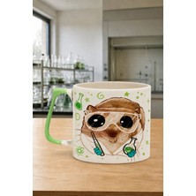 Mor Mürekkep Sad Üzgün Hamster Kimyager Baskılı Yeşil Kulplu Prime Kupa - Kimyagere Hediye Bardak Fincan Mug
