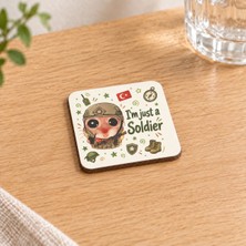 Mor Mürekkep Sad Hamster Asker Baskılı 9x9 cm Kare Mdf Bardak Altlığı - Askere Hediye Ahşap