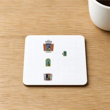 Mor Mürekkep Aşk Baskılı 9x9 cm Kare Mdf Bardak Altlığı - Sevgiliye Hediye Ahşap