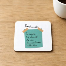 Mor Mürekkep Kendime Not Bu Hayatta Trip Atan Değil Baskılı 9x9 cm Kare Mdf Bardak Altlığı Ahşap