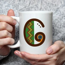 Mor Mürekkep Safari G Harf Baskılı Beyaz Kupa Bardak Fincan Mug