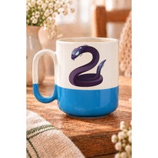Mor Mürekkep Mor Yılan Baskılı Mavi Alt Yarısı Renkli Arya Kupa Bardak Fincan Mug