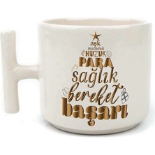 Mor Mürekkep Dilek Ağacım Baskılı Beyaz Kulplu T Kupa - Yılbaşı Hediyesi Bardak Fincan Mug