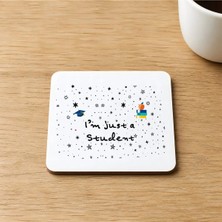 Mor Mürekkep Sad Üzgün Panda Meslek Öğrenci Baskılı 9x9 cm Kare Mdf Bardak Altlığı - Öğrenciye Hediye Ahşap