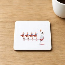 Mor Mürekkep Cumayı Beklerken Baskılı 9x9 cm Kare Mdf Bardak Altlığı Ahşap