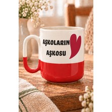 Mor Mürekkep Aşkoların Aşkosu Baskılı Kırmızı Alt Yarısı Renkli Arya Kupa - Sevgiliye Hediye Bardak Fincan Mug