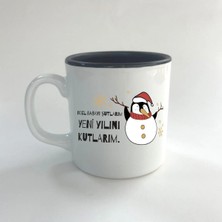 Mor Mürekkep Noel Babayı Şutlarım Baskılı Siyah Içi Renkli Multi Kupa - Yılbaşı Hediyesi Bardak Fincan Mug