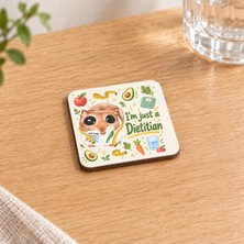 Mor Mürekkep Sad Hamster Diyetisyen Baskılı 9x9 cm Kare Mdf Bardak Altlığı - Diyetisyene Hediye Ahşap
