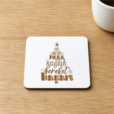 Mor Mürekkep Dilek Ağacım Baskılı 9x9 cm Kare Mdf Bardak Altlığı Ahşap