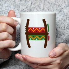 Mor Mürekkep Safari H Harf Baskılı Beyaz Kupa Bardak Fincan Mug