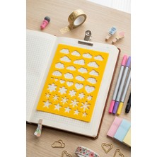 Karmelom Studio Bullet Journal Şekilli Çizim Şablon Cetvel - Bulut, Kalp ve Çiçek Desenli Çizim Aracı