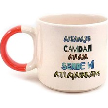 Mor Mürekkep Sende Mi Atlayacaksın Baskılı Kırmızı Kulplu P Kupa - Öğretmenler Günü Hediyesi Bardak Fincan Mug
