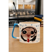 Mor Mürekkep Sad Üzgün Hamster Tercüman Baskılı Mavi Kulplu Prime Kupa - Tercümana Hediye Bardak Fincan Mug