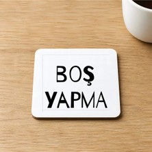 Mor Mürekkep Boş Yapma Baskılı 9x9 cm Kare Mdf Bardak Altlığı Ahşap