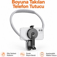 Ayers Manyetik Boyun Askılı Telefon Tutucu, Esnek Ayarlanabilir Eller Serbest Pov Video Çekim Aparatı, Vlog, Canlı Yayın, Bisiklet ve Yürüyüş Için Telefon Boyun Standı