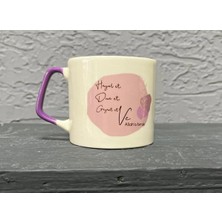 Mor Mürekkep Hayal Et, Dua Et, Gayret Et Baskılı Mor Kulplu Prime Kupa Bardak Fincan Mug