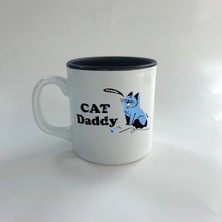 Mor Mürekkep Cat Daddy Baskılı Siyah Içi Renkli Multi Kupa Bardak Fincan Mug
