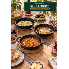 Viracasa 3'lü Döküm Granit Sahan Seti 18-20-22 cm Çift Kulplu Yumurta Sahanı Yerli Üretim