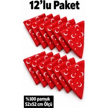 Herşey Nota 12’li Türk Bayrağı Desenli Kırmızı %100 Pamuk Fular Bandana 52X52 cm Okul Tören Etkinlik