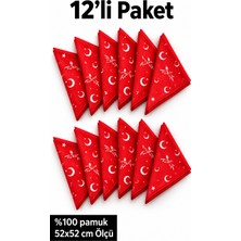 Herşey Nota 12’li Türk Motifli Kırmızı 52X52 cm %100 Pamuk Fular Bandana Seti – Tören, Okul, Etkinlik