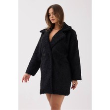 Dolce Queen Tüylü Dokulu Oversize Kaban