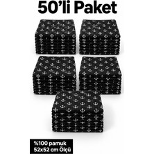 Herşey Nota 50’li Siyah Çapa Desenli Fular Seti %100 Pamuk 52X52 cm Etkinlik Gösteri Grup Kullanımı