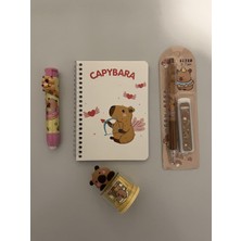 Gülümse Gel Capybara Kırtasiye Seti Not Defteri Silgi Kurşun Kalem Kalemtıraş Kapibara Okul Set Defter
