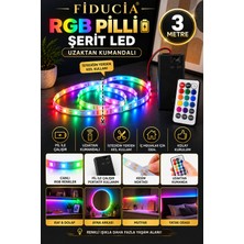 Fiducia Pilli Uzaktan Kumandalı Rgb Şerit LED 3 Metre 9V Pil Dahil Yapışkanlı Kesilebilir Dolap Mutfak Ayna Aydınlatma