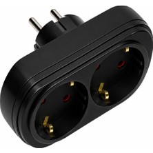 Golyat 2'li Priz, Topraklı, Ikili Priz Çoklayıcı, 16A 250V, 2p+2e, Çift Çıkışlı, Elektrik Priz Adaptörü, Ev, Ofis ve Atölye Için Pratik Priz Çoğaltıcı (Siyah)
