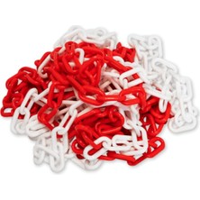 LR-6PC1031 6mm 5 Metre Plastik Trafik Zinciri, Kırmızı Beyaz