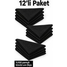 Herşey Nota 12’li Siyah Düz Fular Seti %100 Pamuk 52X52 cm Günlük Kullanım Etkinlik Aksesuarı