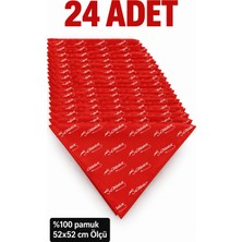 Herşey Nota 24’lü Kırmızı Atatürk Imzalı 52X52 cm %100 Pamuk Fular Bandana Seti Okul Tören Etkinlik