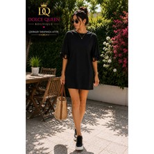 Dolce Queen Kadın Cotton Kumaş Halka Kol Detaylı Oversize Mini Elbise