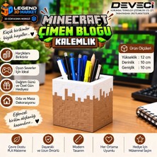 Legend 3D Market Minecraft Tasarımlı 3D Kalemlik – Dekoratif Masaüstü Kalem Organizer