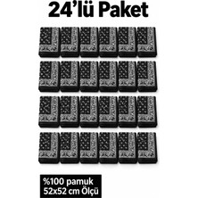 Herşey Nota 50’li Siyah Beyaz Paisley Desenli Fular Seti %100 Pamuk 52X52 cm Günlük Kullanım Etkinlik