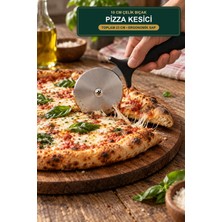 Viracasa Pizza Kesici 10 cm Paslanmaz Çelik Bıçaklı Ergonomik Saplı Pizza Lahmacun Pide Kesme Aleti