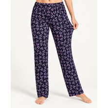 Fit Women Kadın Premium Desenli Rahat Kesim Mor Pijama Altı 4772