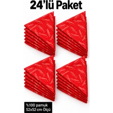 Herşey Nota 24’lü Kırmızı Atatürk Imzalı %100 Pamuk 52X52 cm Fular Bandana Seti