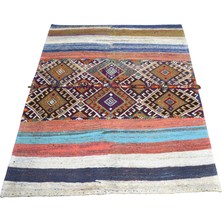Kilim Antik El Dokuma Yörük Bukleli Pamuklu Cecim Kilim 1889 - Yeni - Çok Renkli