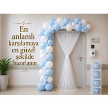 Mavinin Rüyası - Hastane Odası Süsleme Seti 50 Balonlu Baby Kutulu Tüllü Yeni Doğan Bebek Karşılama Baby Shower