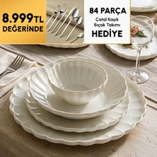 Karaca Stream Bone Oyster Gold Logo 53 Parça 12 Kişilik Yemek Takımı