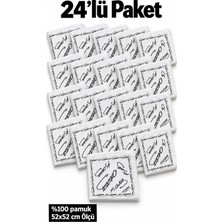 Herşey Nota 24’lü Atatürk Imzalı Beyaz Fular Bandana 52X52 cm %100 Pamuk Okul Tören Etkinlik