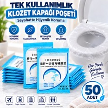BURADABULDUN 50 Adet Tek Kullanımlık Klozet Kapağı Poşeti Seyahat Tipi Hijyenik Su Geçirmez Koruyucu