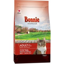 Kawin Bonnie+Plants Bonnie Sığır Etli, Yetişkin, Renkli Taneli Kedi Maması, 1.5 kg