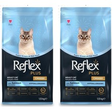 Kawin Ref Lex Plus Somonlu Yetişkin Kedi Maması, 1,5 kg (2 Paketi)