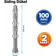 Ege Arge Made Siding Dübel 8X100 mm Duvarda Derine Yerleşerek Yüksek Tutunma Değeri Sağlar 100 Lü 2 Paket