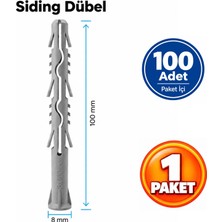 Ege Arge Made Siding Dübel 8X100 mm Duvarda Derine Yerleşerek Yüksek Tutunma Değeri Sağlar 100 Lü 1 Paket